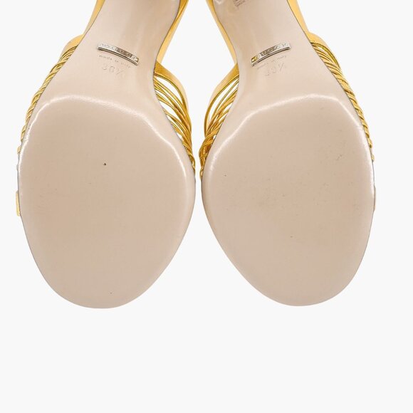Gucci Crawford Knot Sandals EU 38.5 US 8.5 Gold Leather High Heel Shoe Allie - Picture 13 of 15